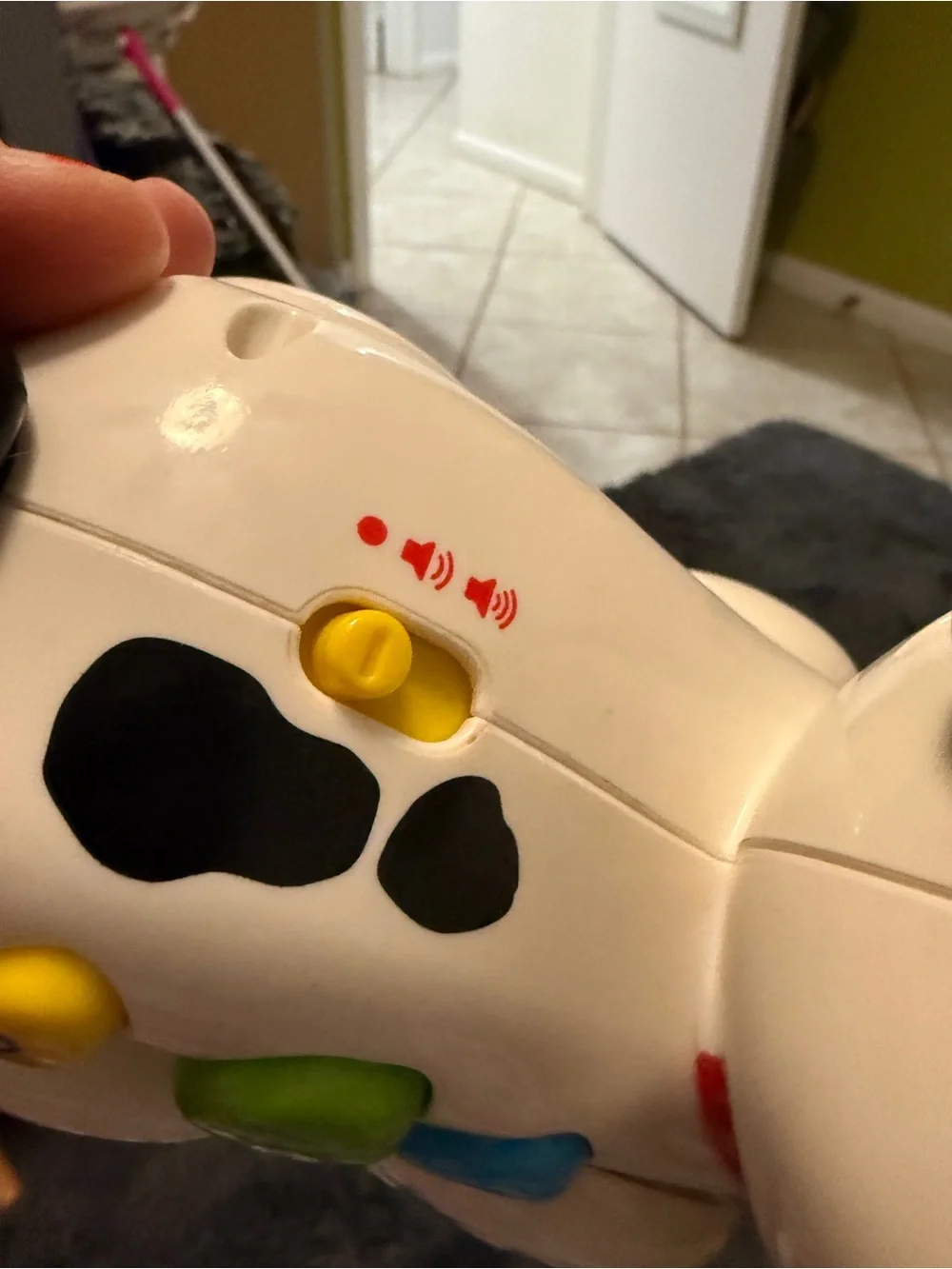 Vintage VTech Pull & Sing Puppy Toy - White with Black Spots
